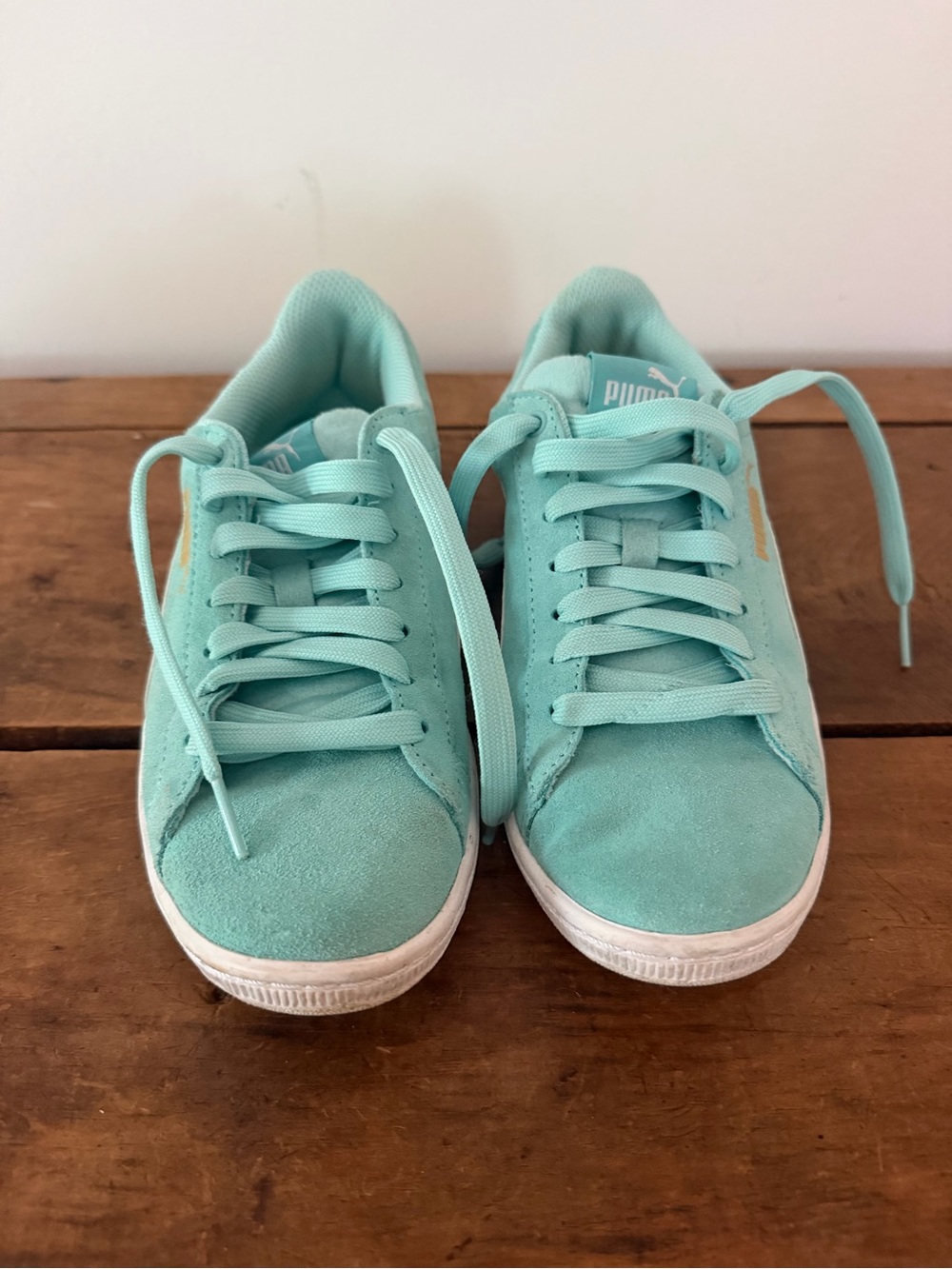 PUMA Mint Turquoise Suede Low-Top Sneakers